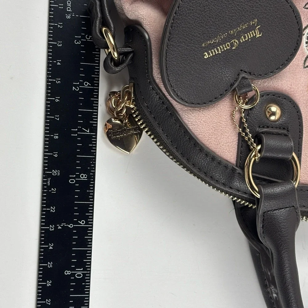 Juicy Couture Satchel Velour Satchel Pink Black Crossbody Bag Y2K Barbiecore